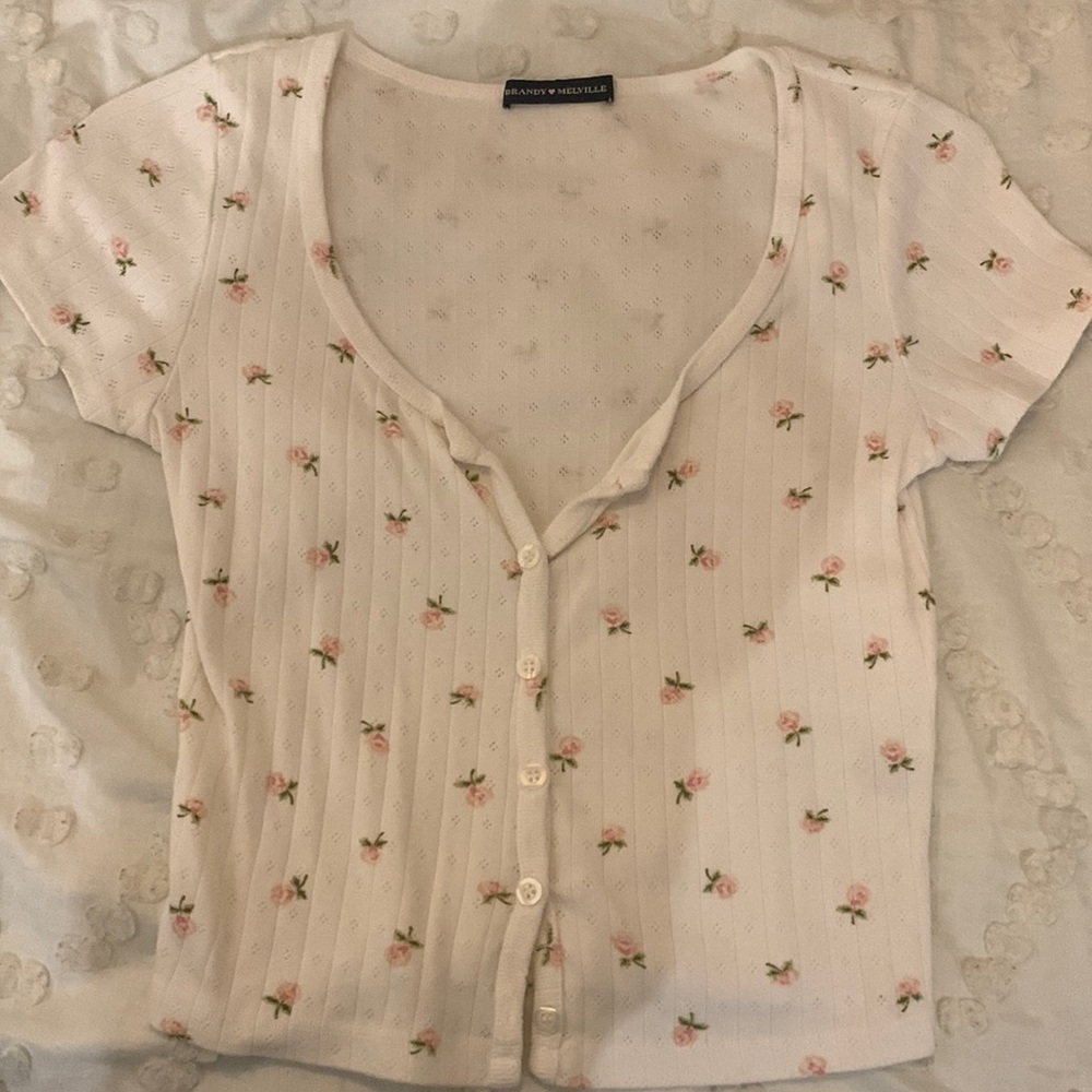 Brandy Melville button up cropped shirt one size but fits a small